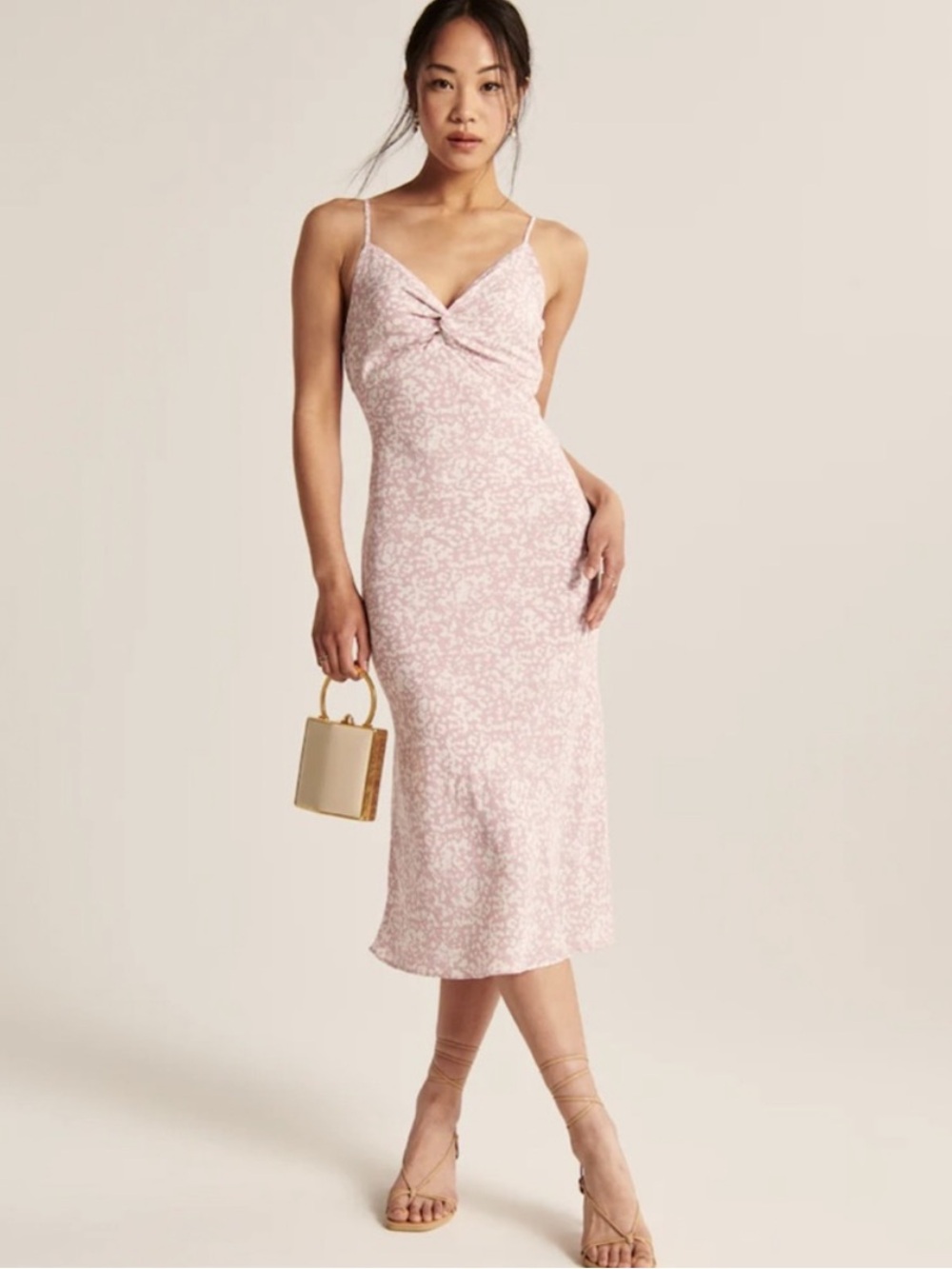 Abercrombie & Fitch Twist-Front Slip Midi Dress